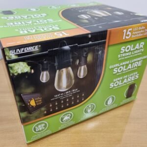 New Sunforce 15 LED warm White Outdoor Waterproof Solar String Lights Lithium
